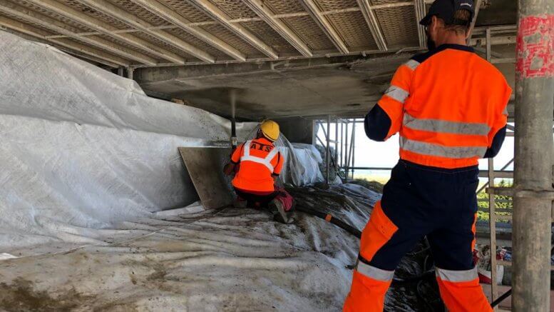 Mise en œuvre de béton projeté 